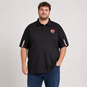 Ducati Corse Mens XXL Black Polo Shirt Red Contrast Stitch Racing Shield Classic